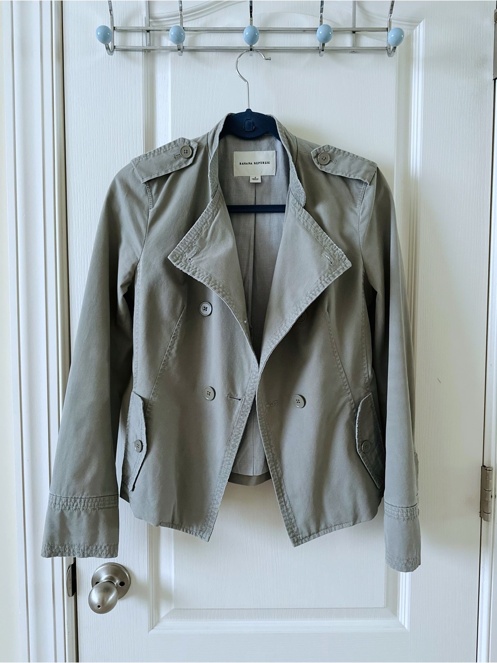 Banana Republic Olive Green Double-Breasted Utility Trench Jacket Size4